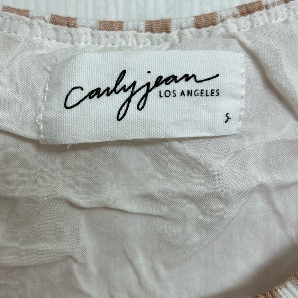 Carly Jean Los Angeles Checkered Maxi Dress in Tan and White - Picture 3 of 4